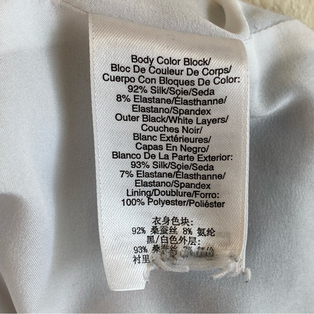 DKNY Black White Silk Layered Skirt Size M Sheer Panel Mini - Picture 8 of 10